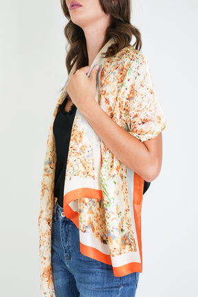 Orange Rust Print Silk Scarf