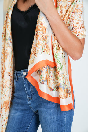 Orange Rust Print Silk Scarf