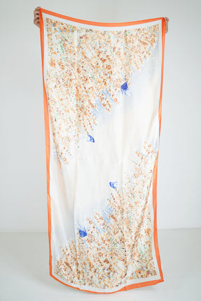 Orange Rust Print Silk Scarf