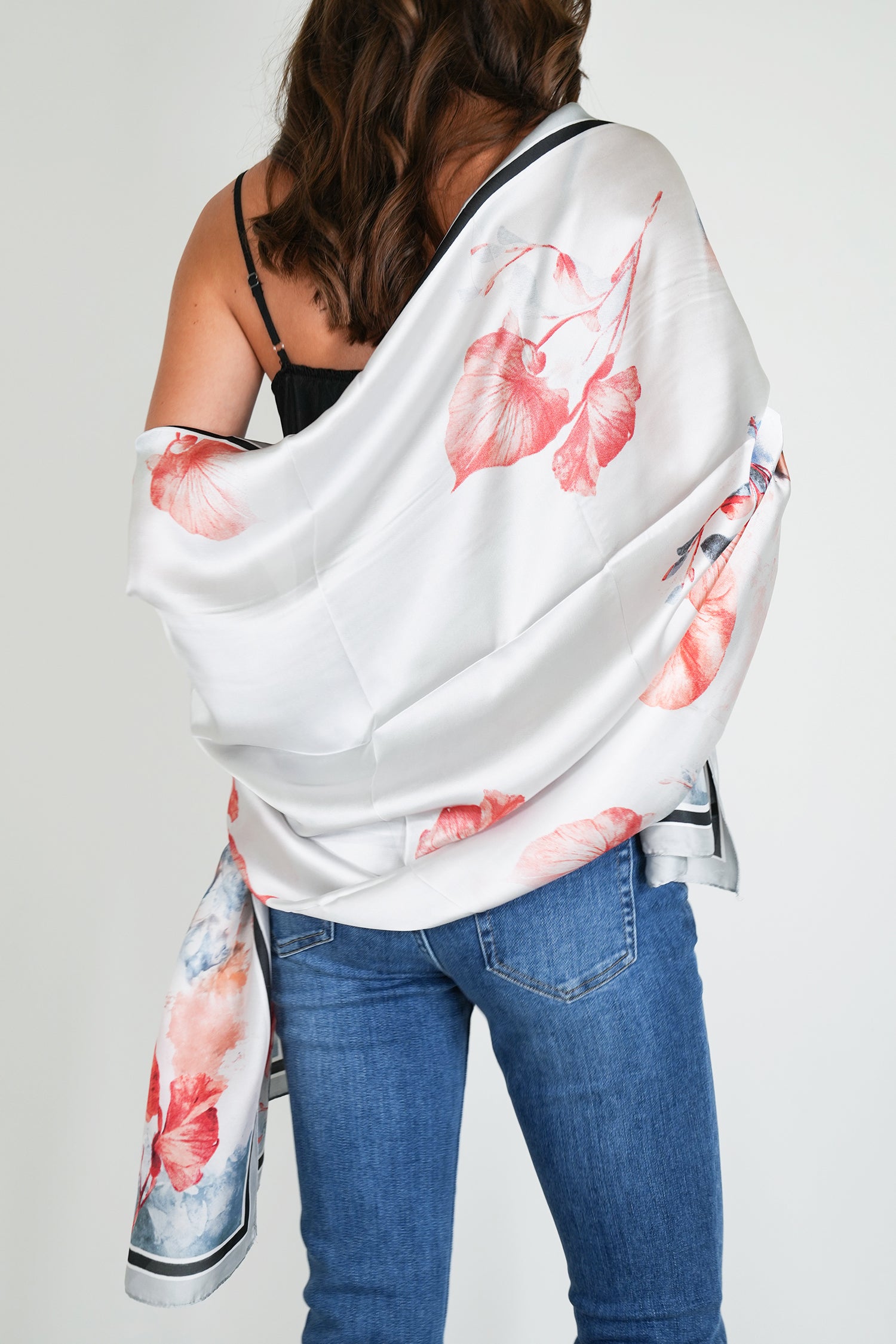 Coral Leaf Silk Scarf