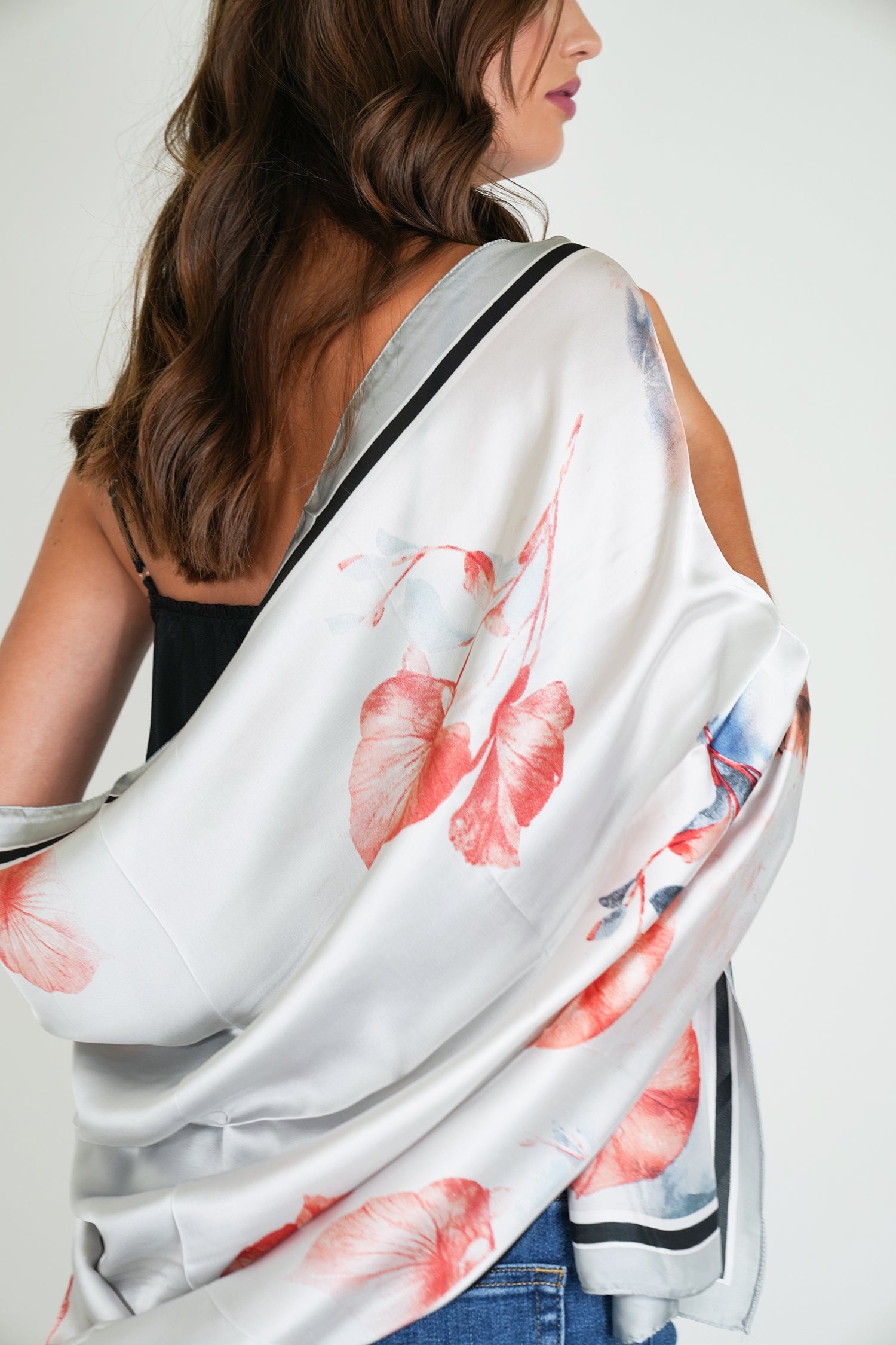 Coral Leaf Silk Scarf