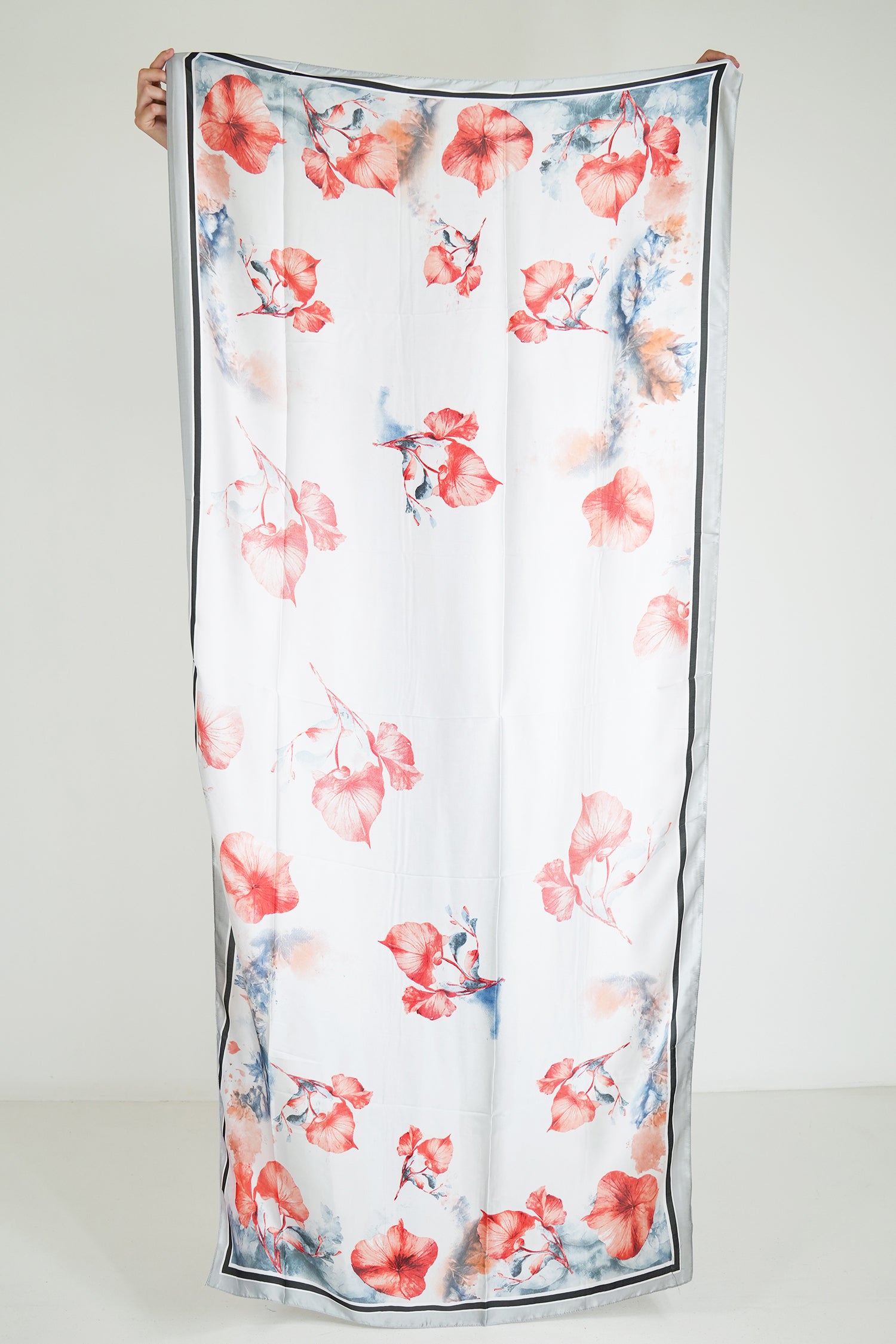 Coral Leaf Silk Scarf