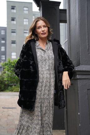 Black Faux Fur Coat