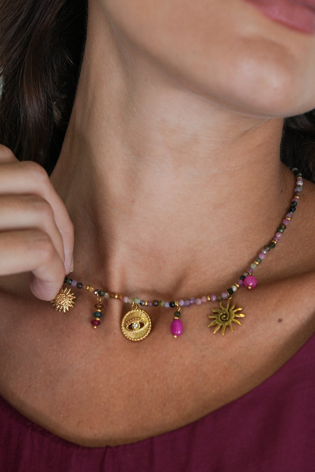 Pink Evil Eye Necklace