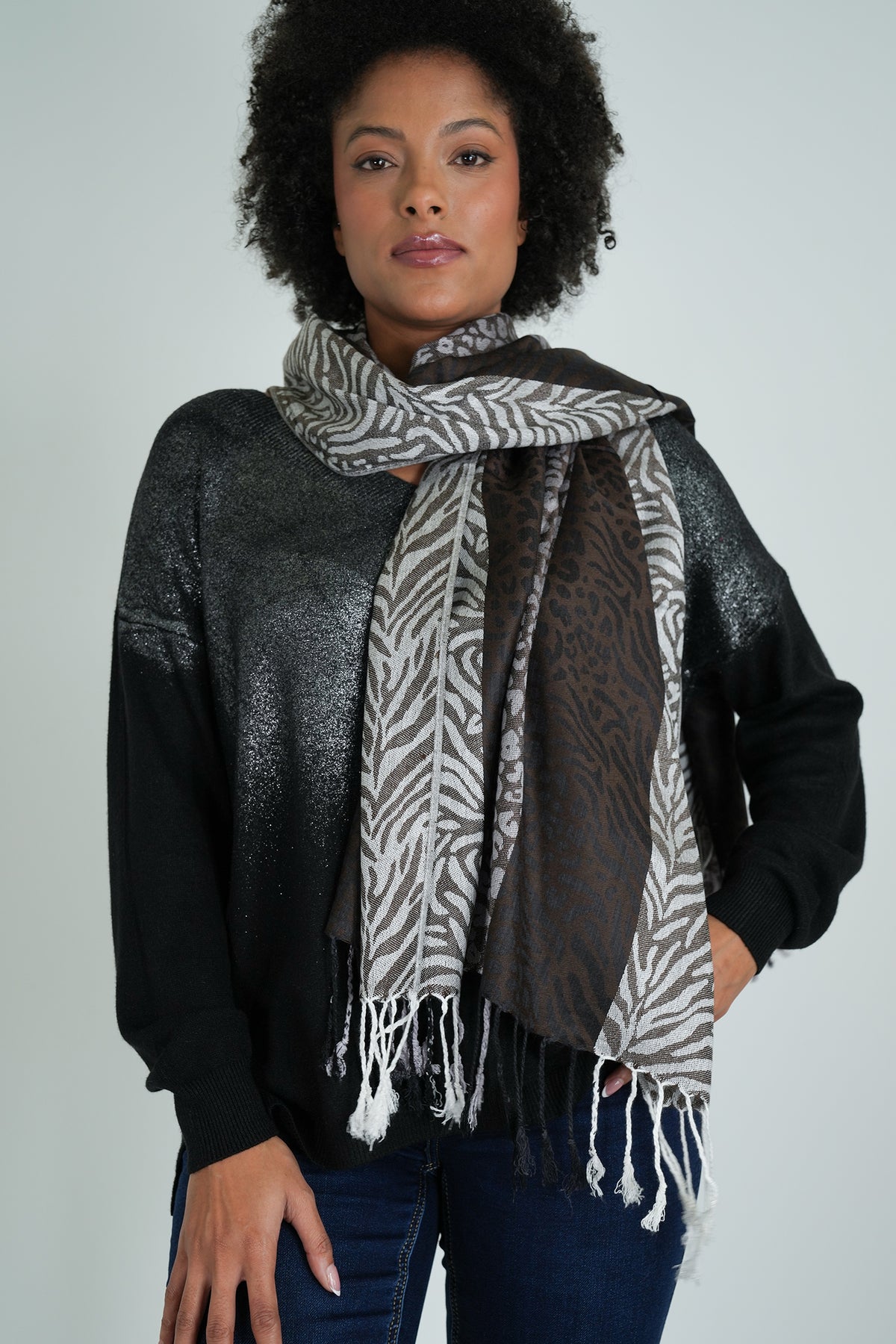 Black Leopard Linda Scarf