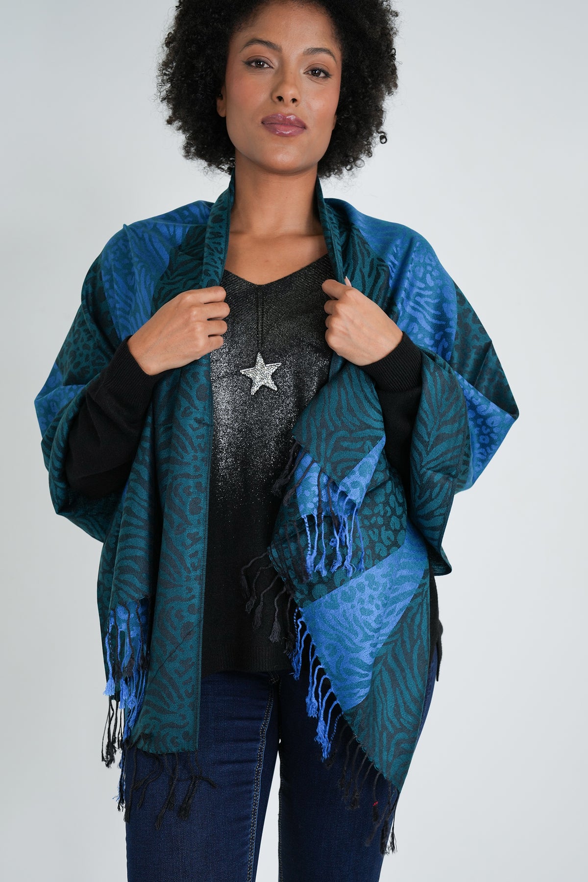 Teal Leopard Linda Scarf
