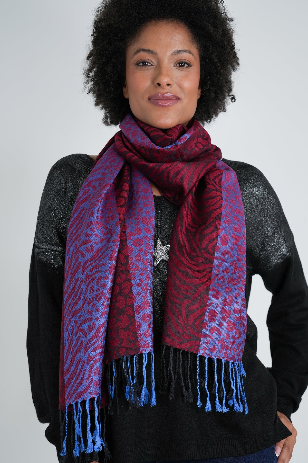 Burgundy Leopard Linda Scarf