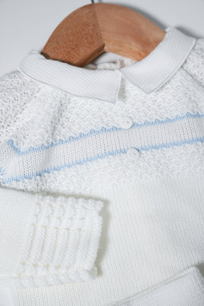 White and Blue Newborn Knit Set