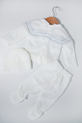 White and Blue Newborn Knit Set