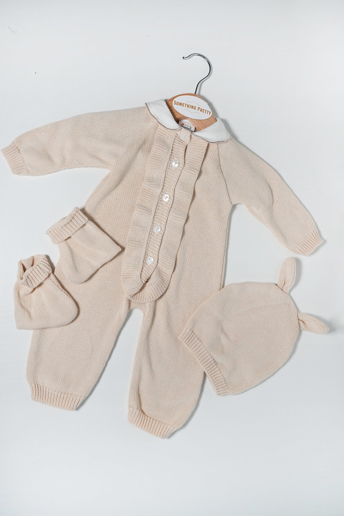 Beige Ruffle Knit Set