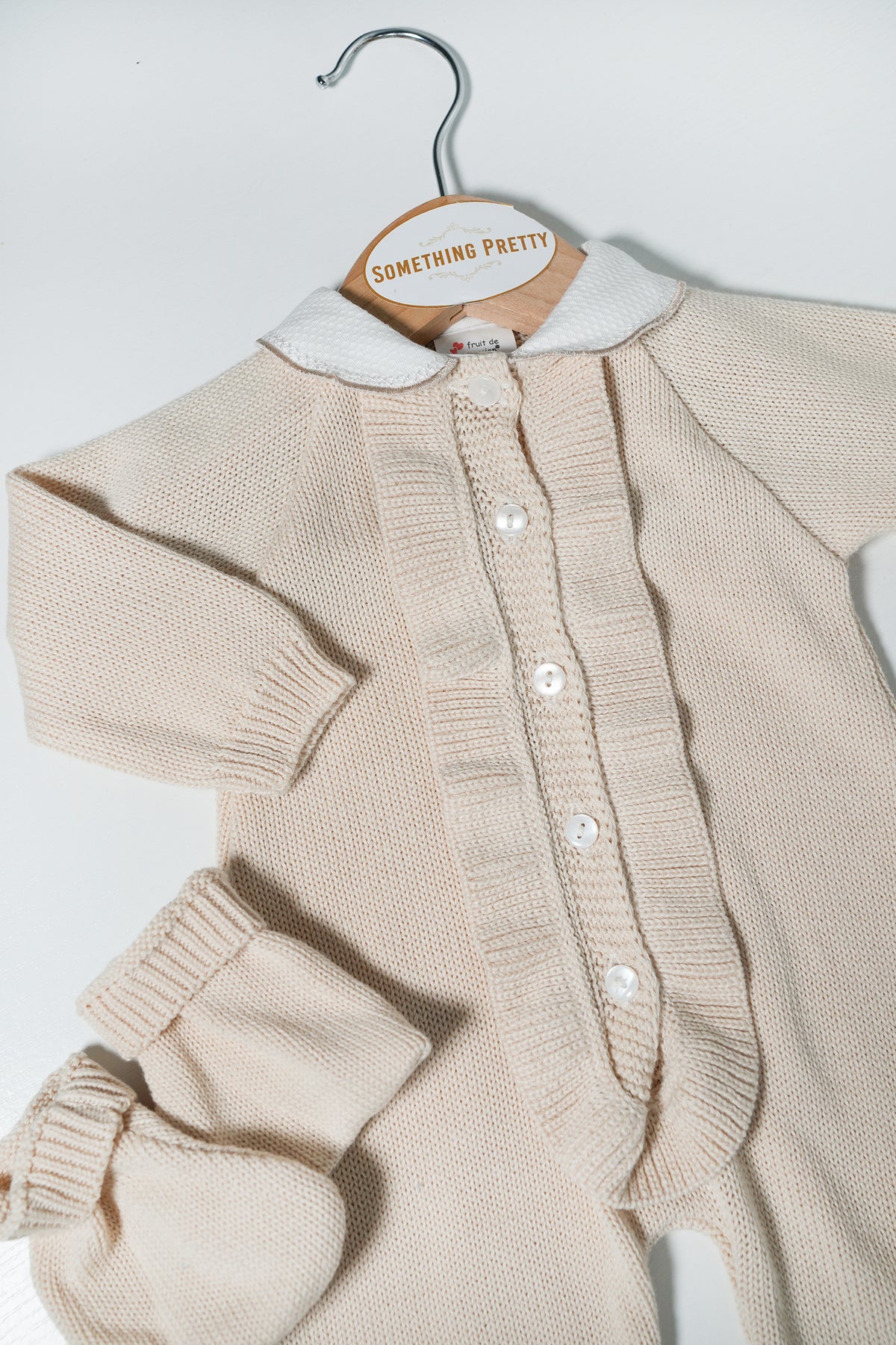 Beige Ruffle Knit Set