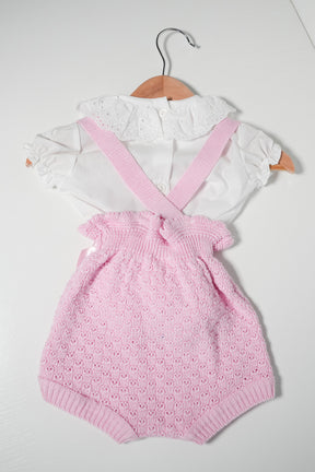 Pink Dungaree Knit Set