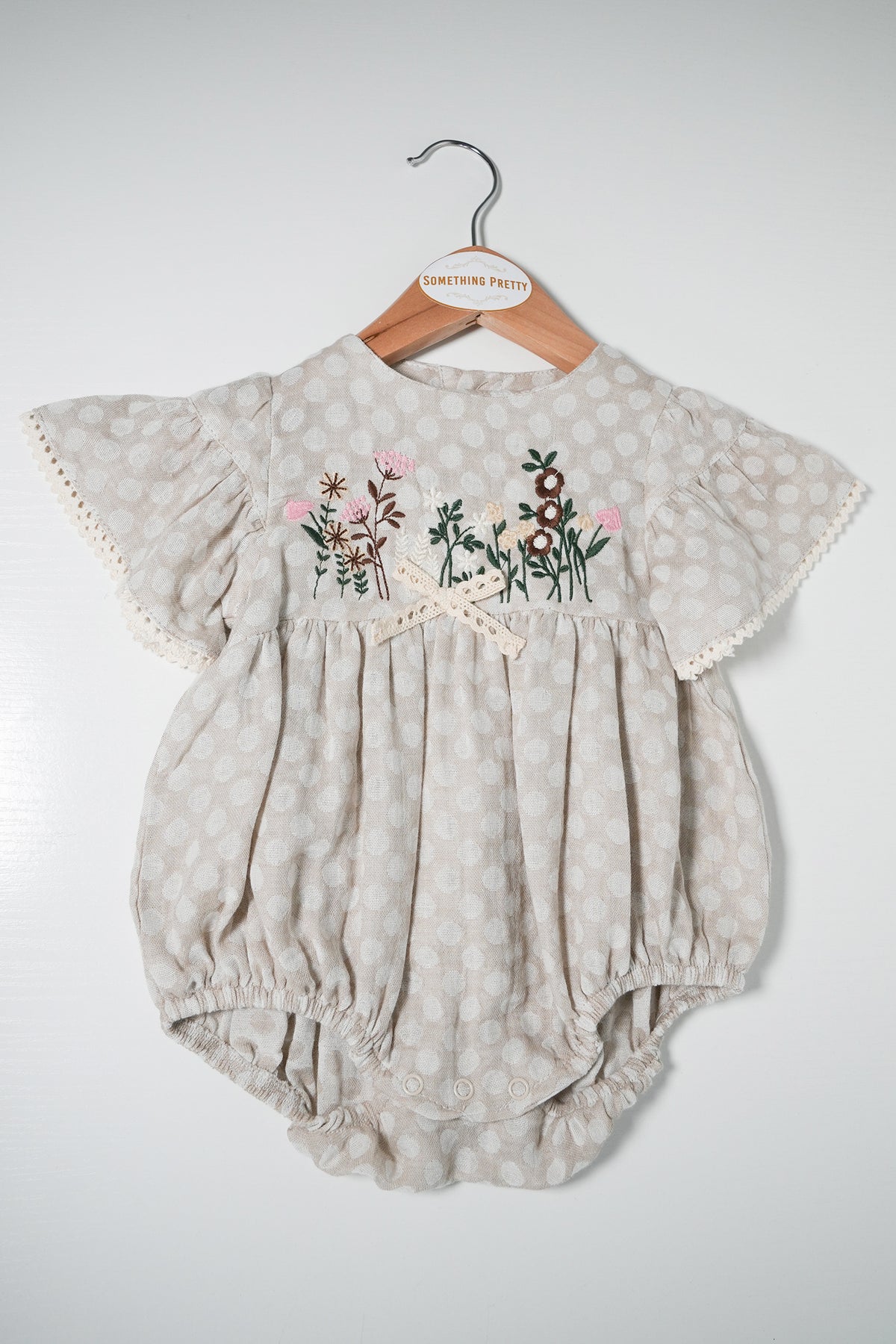 Beige Dotty Floral Romper