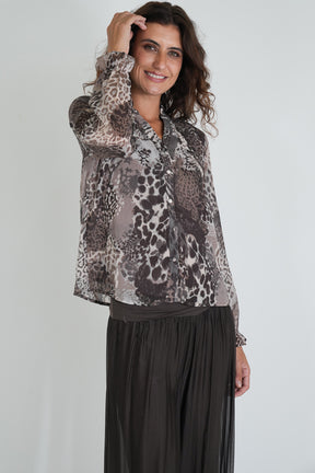 Chocolate Leopard Blouse