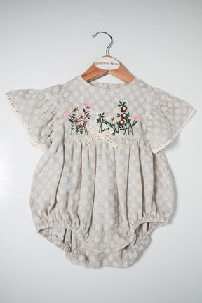 Beige Dotty Floral Romper