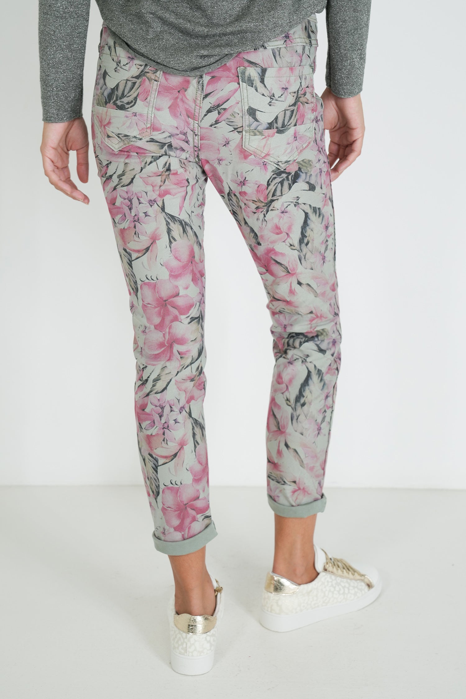 Olive Hibiscus Reversible Jean