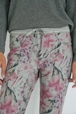 Olive Hibiscus Reversible Jean