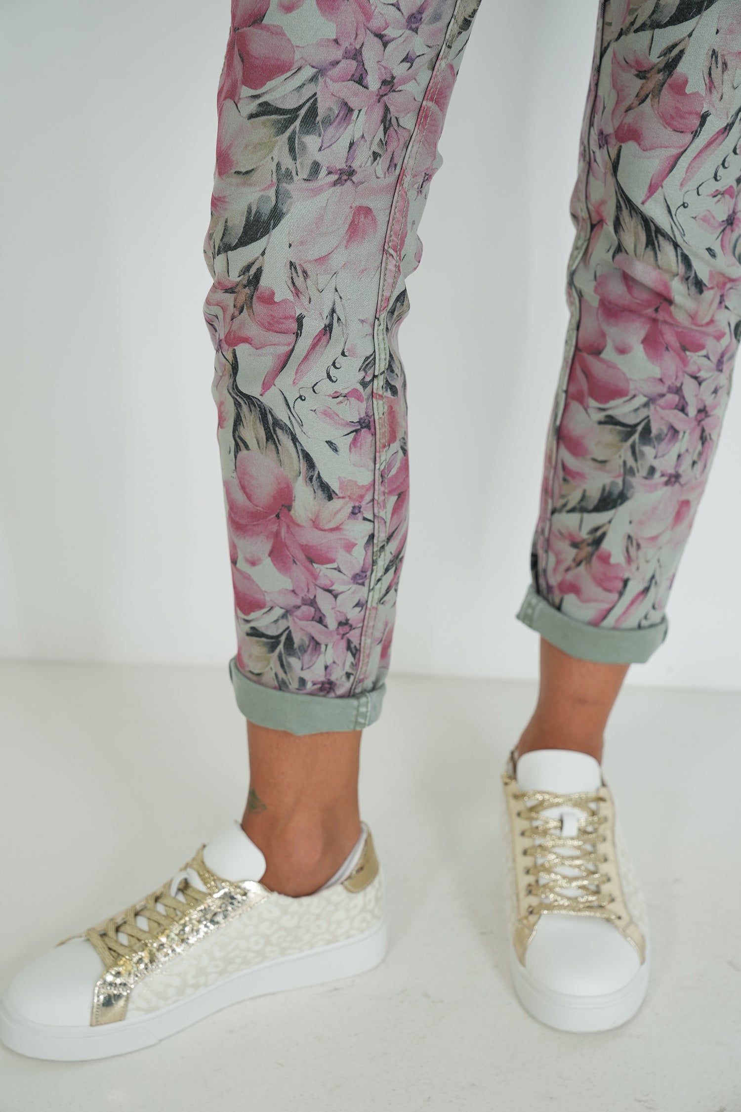 Olive Hibiscus Reversible Jean