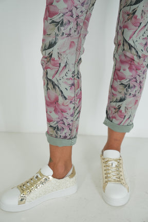 Olive Hibiscus Reversible Jean