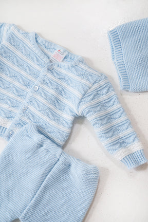 Blue and White Striped Newborn Set
