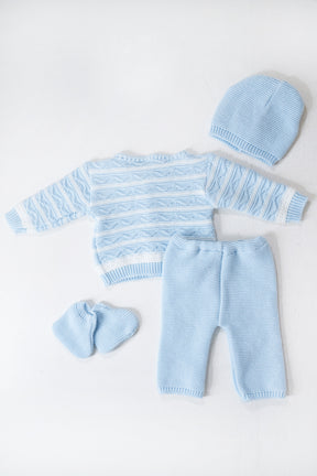 Blue and White Striped Newborn Set