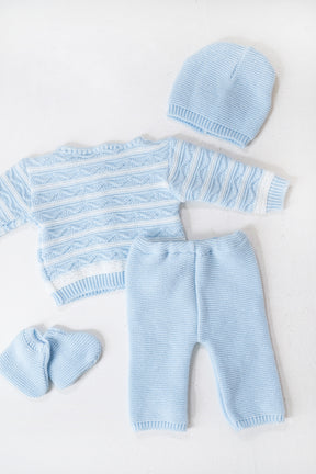 Blue and White Striped Newborn Set
