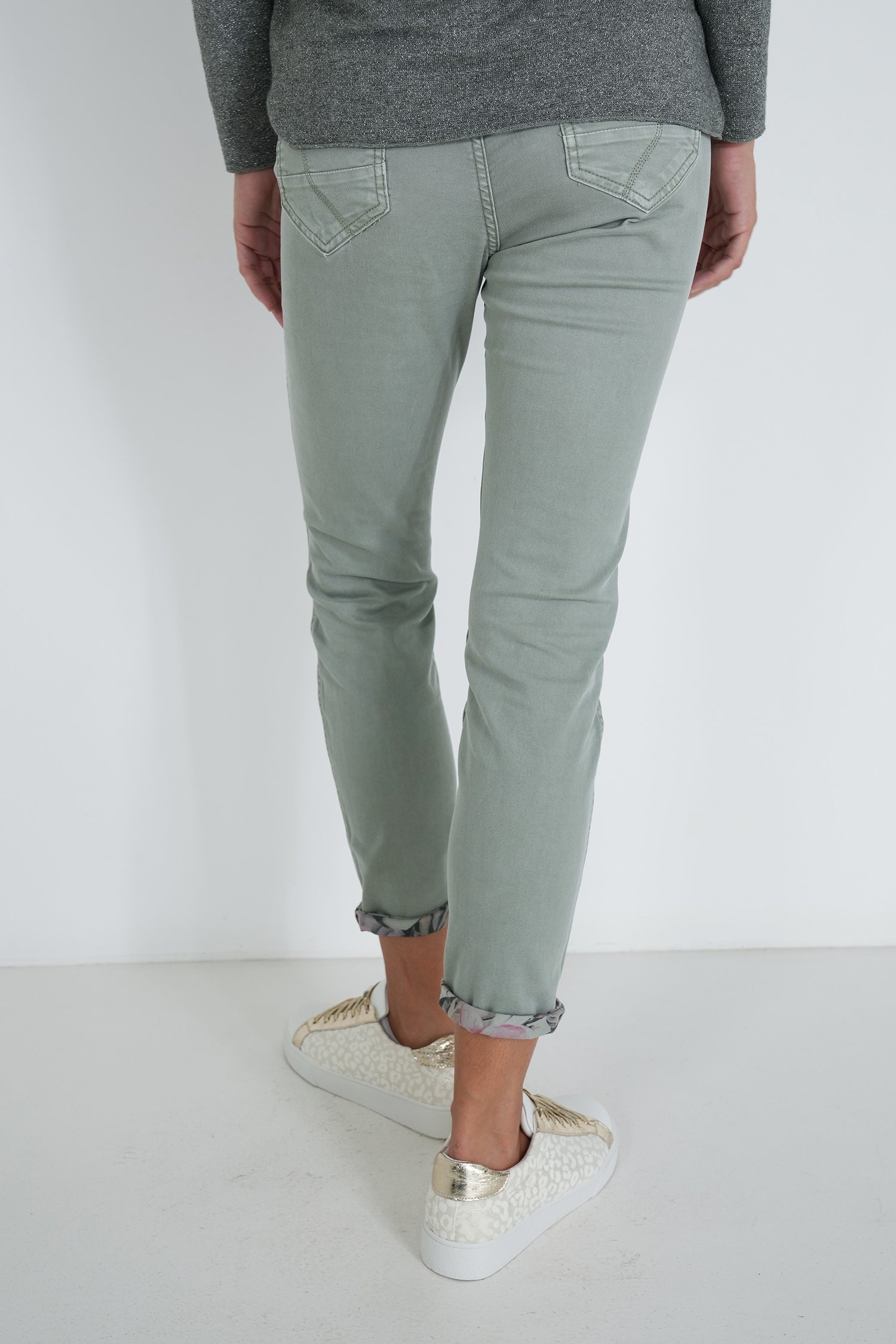 Olive Hibiscus Reversible Jean