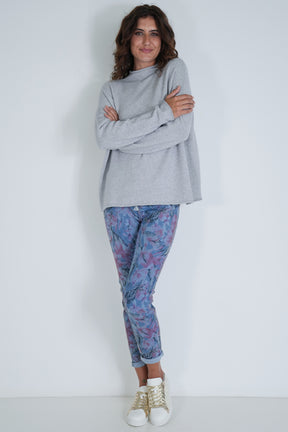 Blue Hibiscus Reversible Jean