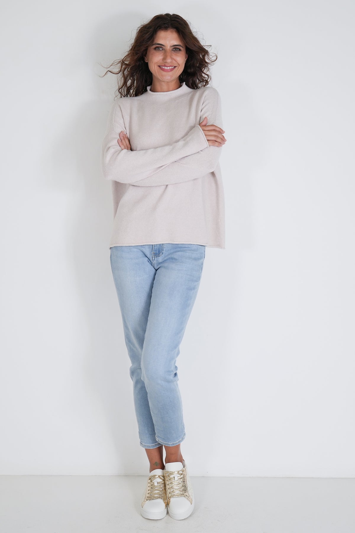 Cream Turtleneck Jumper