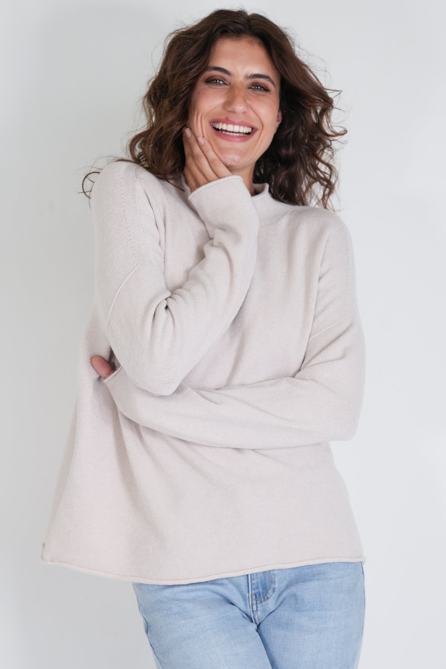 Cream Turtleneck Jumper