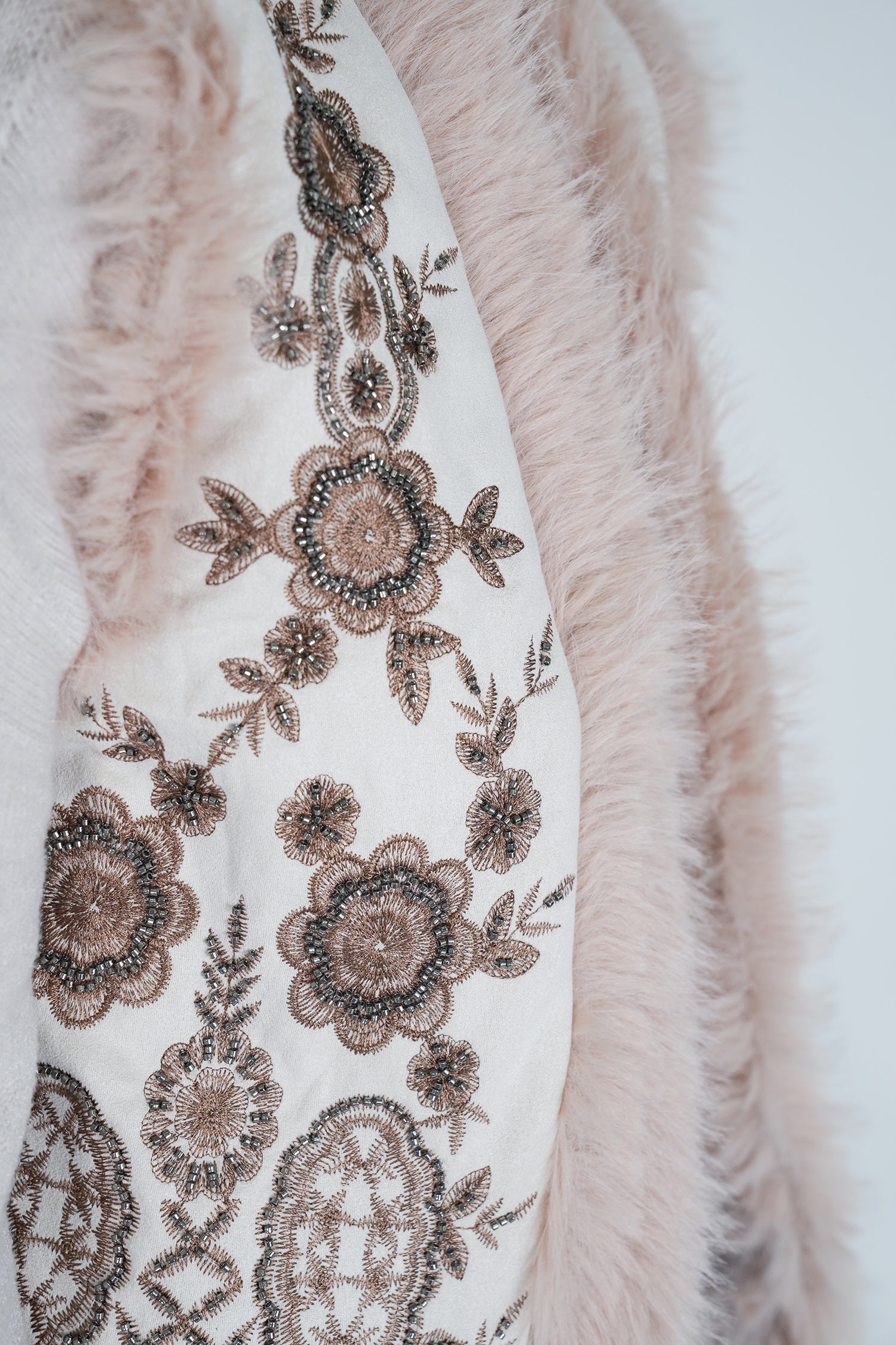 Cream Beaded Fur Gilet