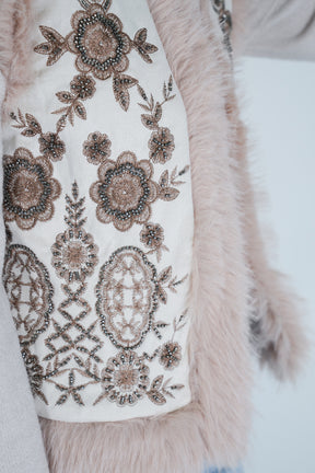 Cream Beaded Fur Gilet