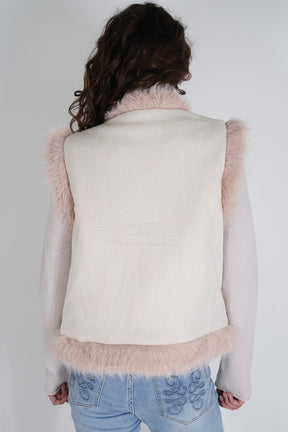 Cream Beaded Fur Gilet