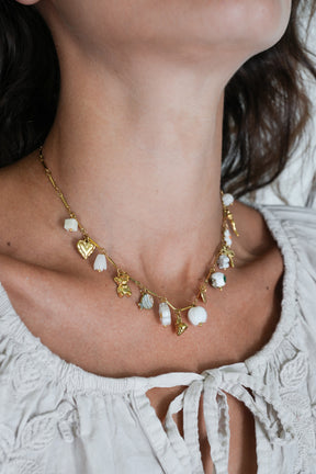 White Daisy Charm Necklace