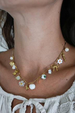 White Daisy Charm Necklace