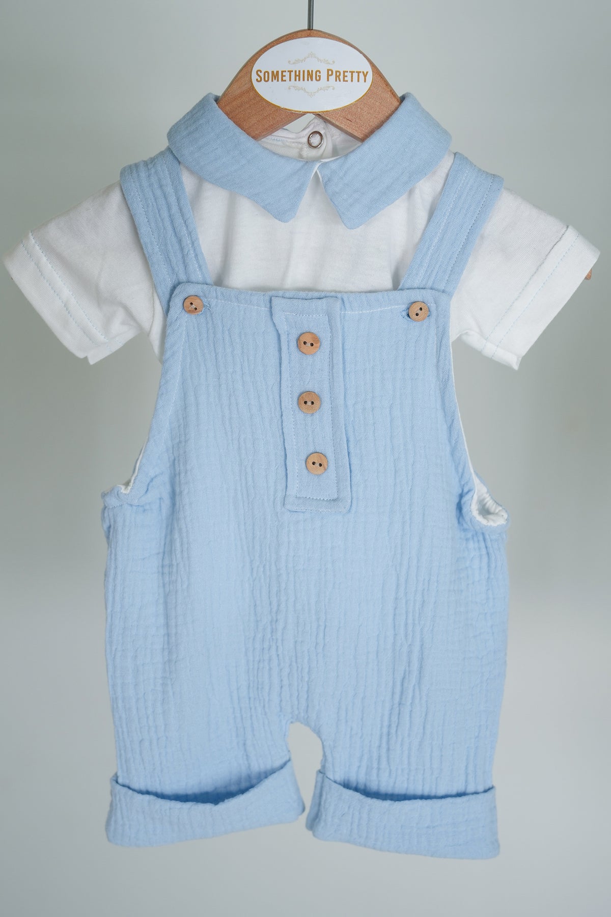 Blue Dungaree Romper Set