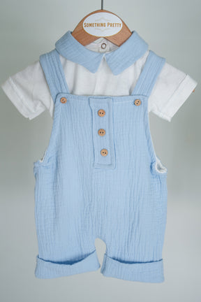 Blue Dungaree Romper Set