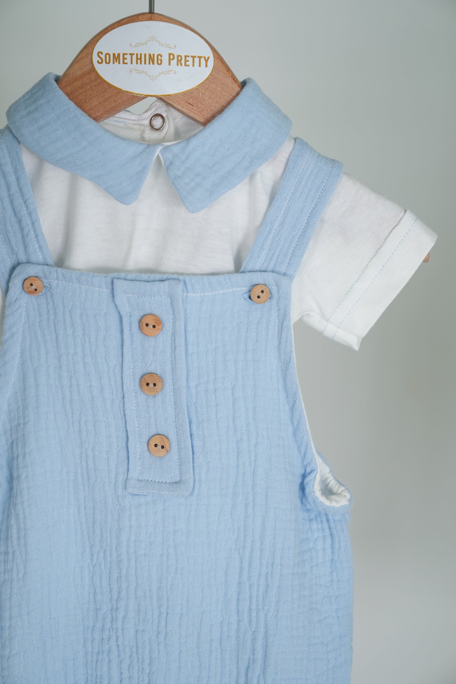 Blue Dungaree Romper Set