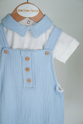 Blue Dungaree Romper Set