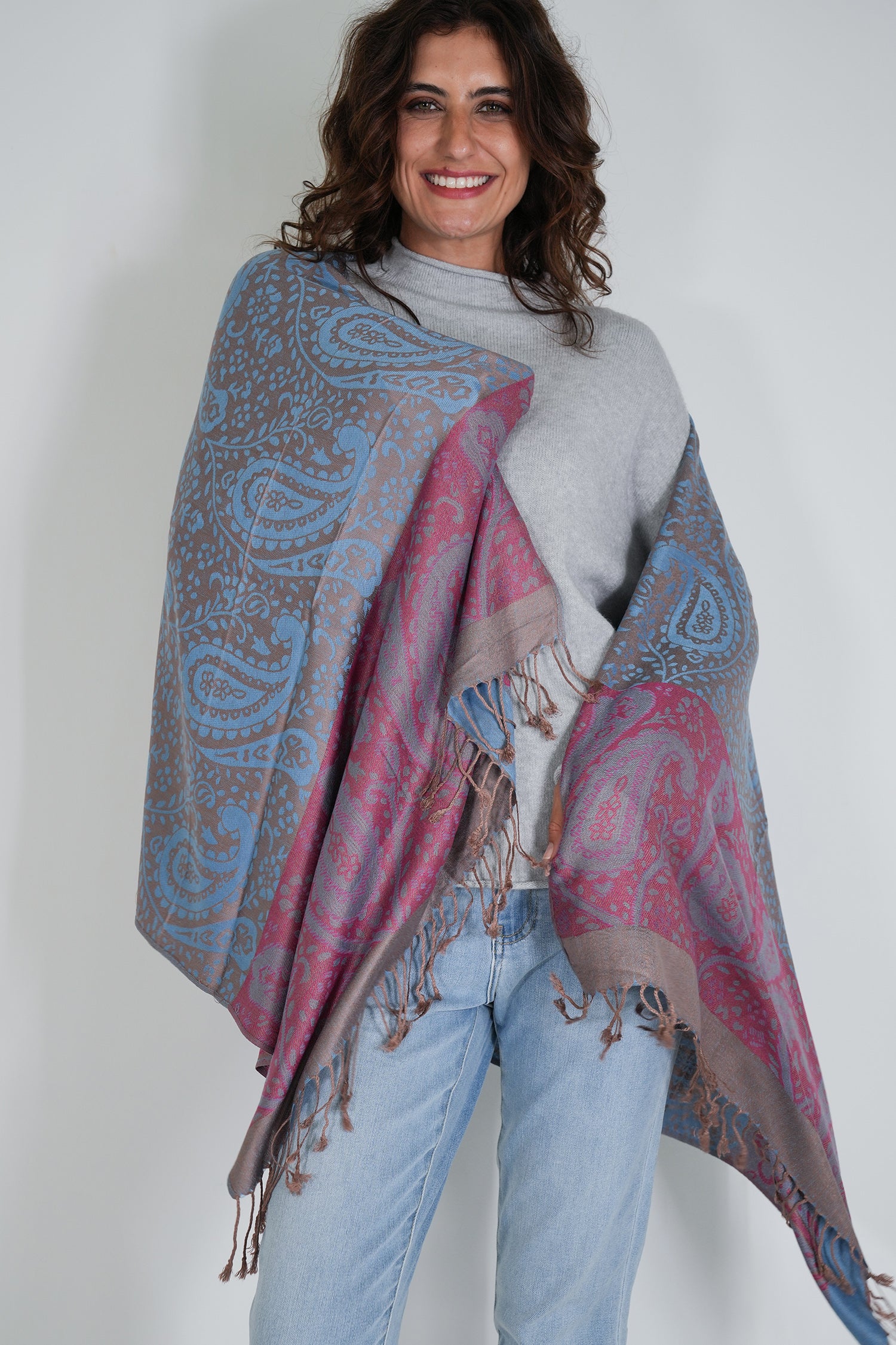 Turquoise and Pink Jenna Scarf