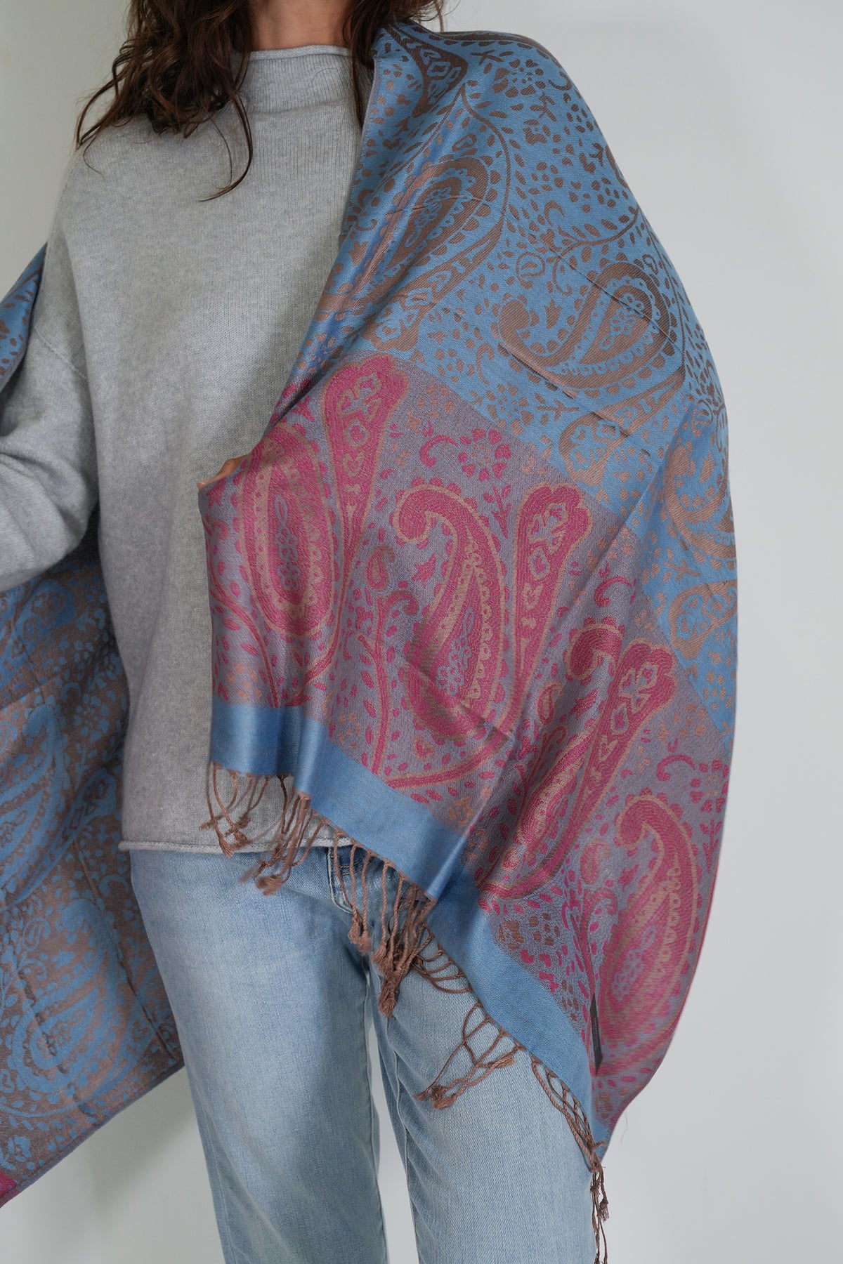 Turquoise and Pink Jenna Scarf