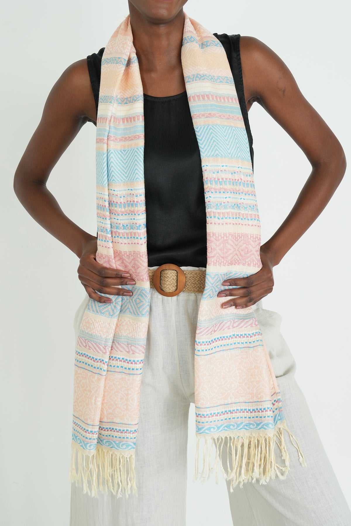 Peach and Blue Rosie Scarf