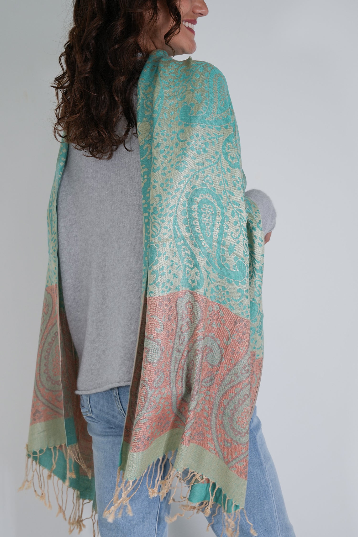 Sage and Coral Jenna Scarf