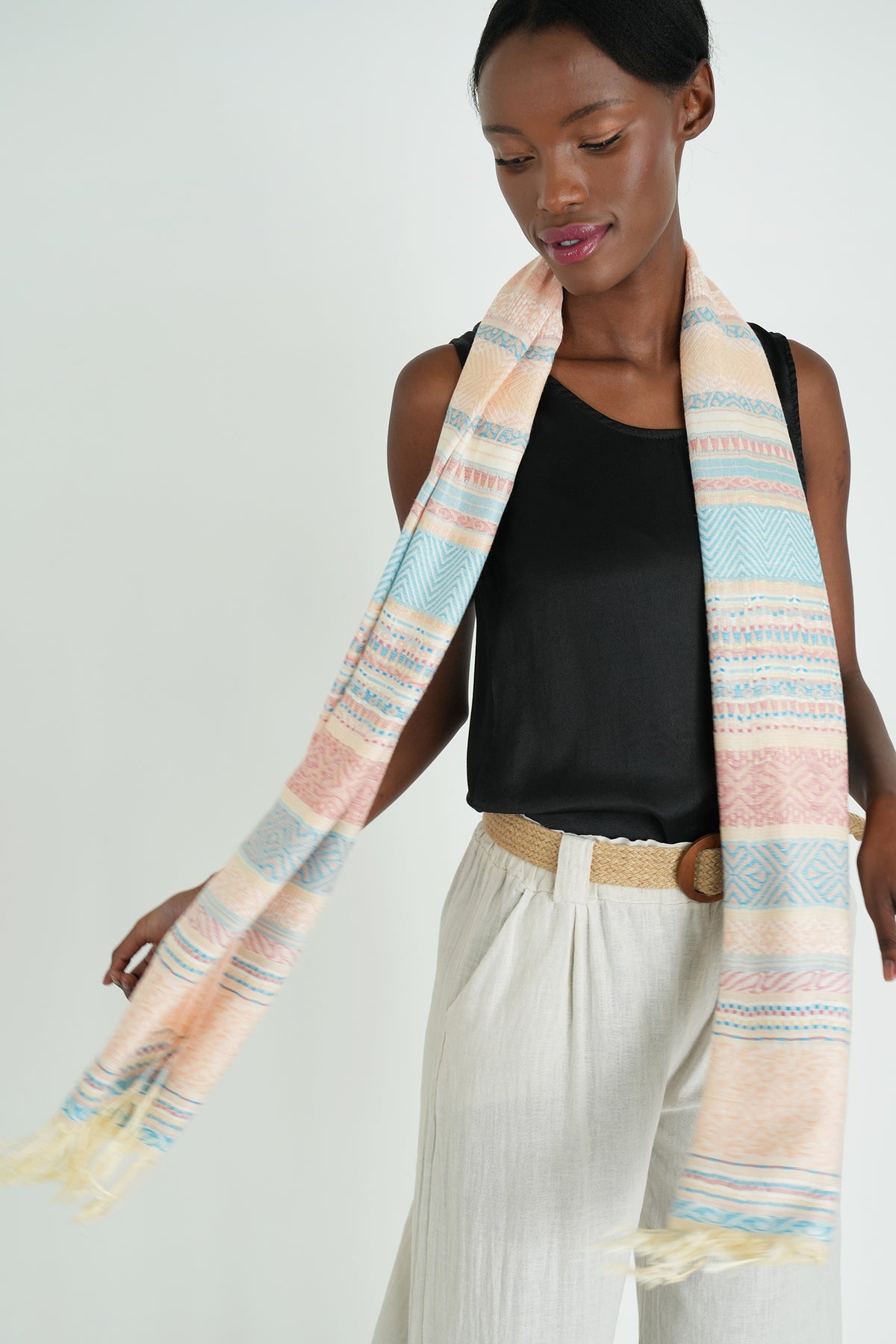 Peach and Blue Rosie Scarf