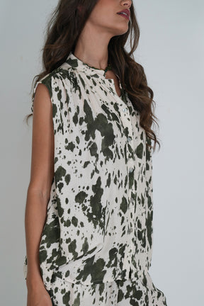 Olive Splash Print Blouse