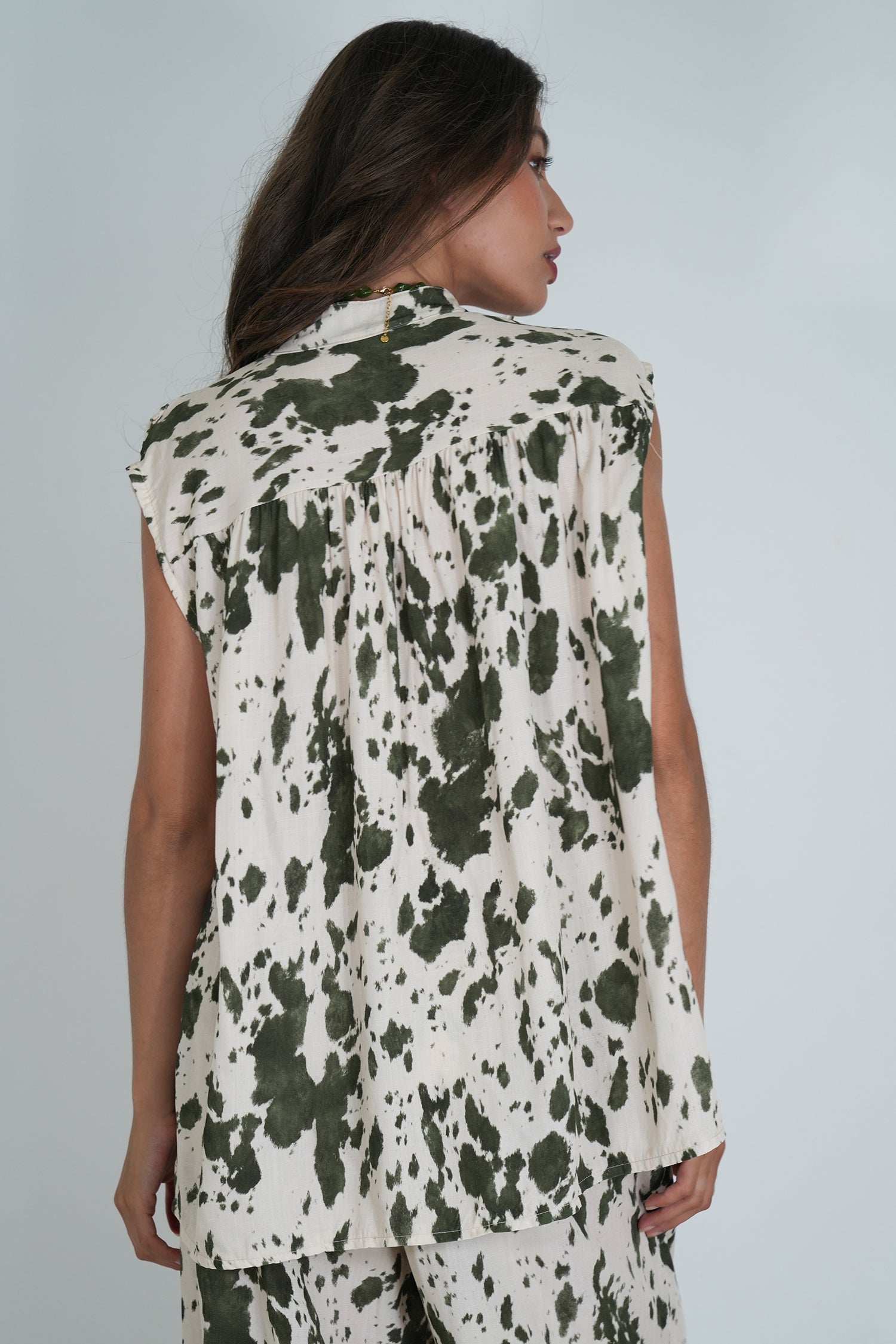 Olive Splash Print Blouse