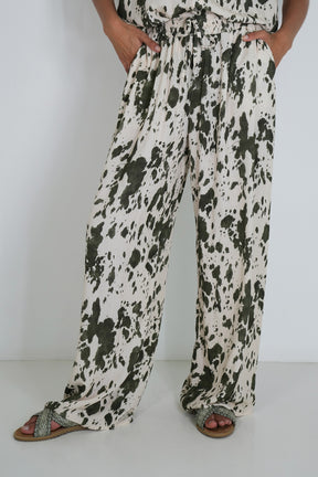 Olive Splash Print Pant
