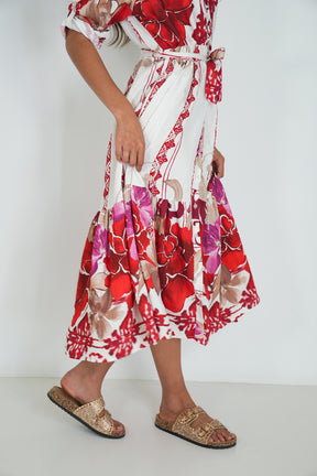 Red Floral Taz Shirt Dress