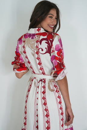 Red Floral Taz Shirt Dress