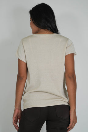 Gold Shimmer V Neck Top
